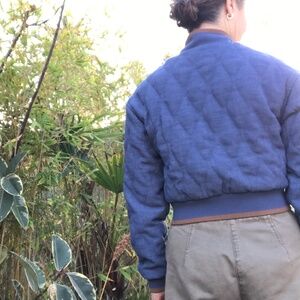 7 for all mankind bomb quilted denim bomber jacket